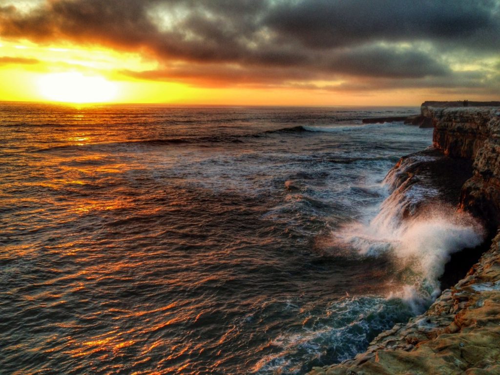 Sunset over the cliffs of Santa Cruz at the end of a mountain bike ride.