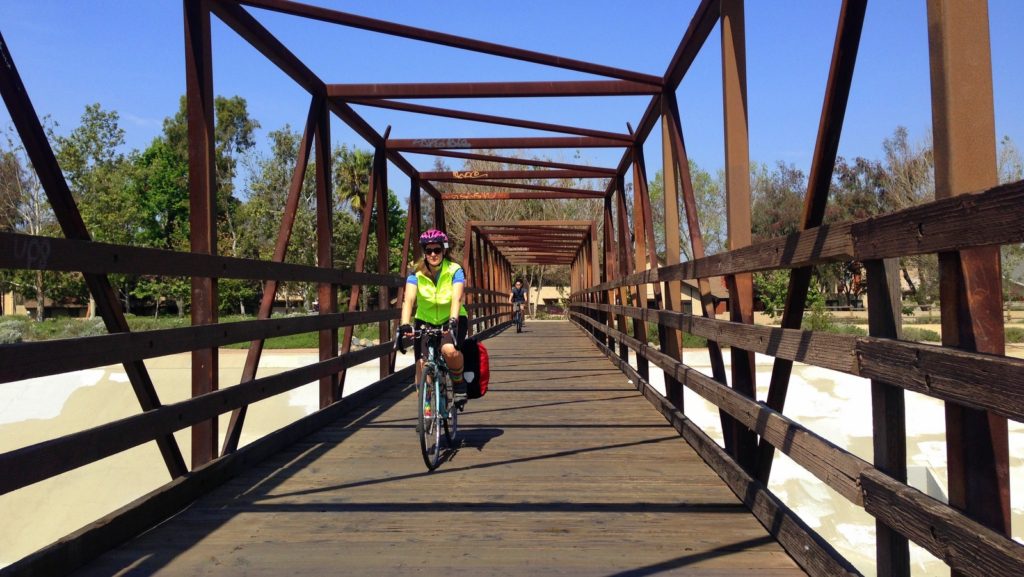 Crossing the Santa Ana River on the bike trail.