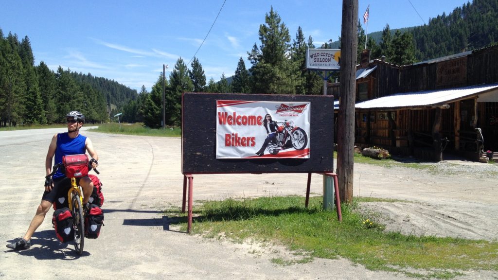The Wild Coyote Saloon in Montana. Solid food and nice cold refills for our water bottles. (C photo)