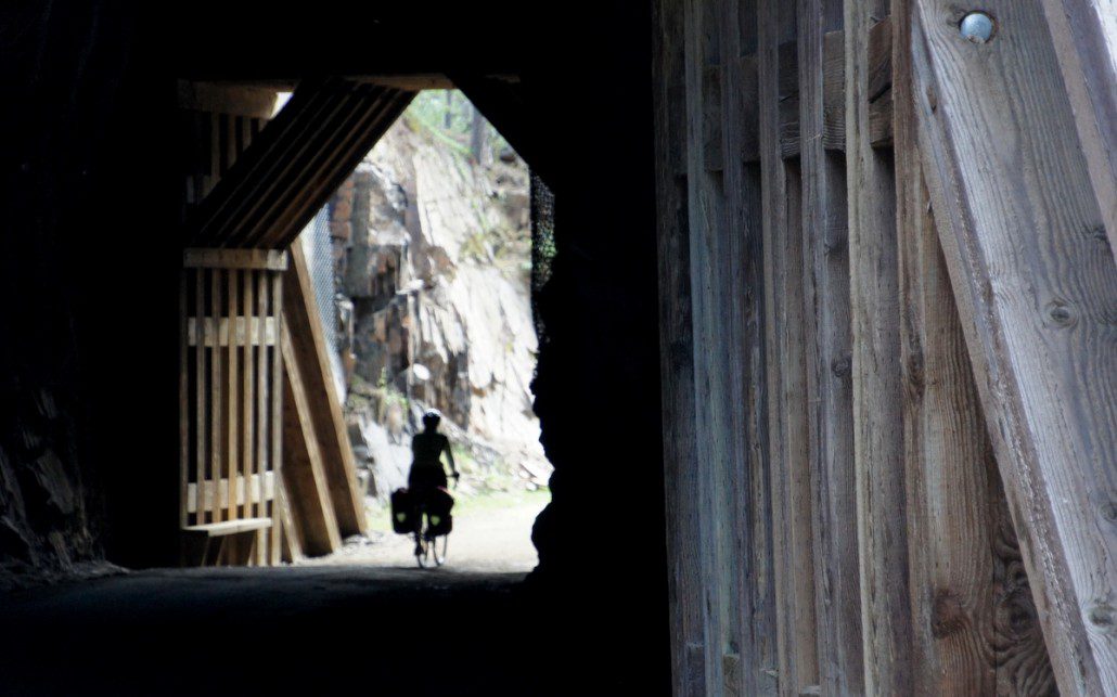 The trail cuts through a number of cool old tunnels from the railroad days. 