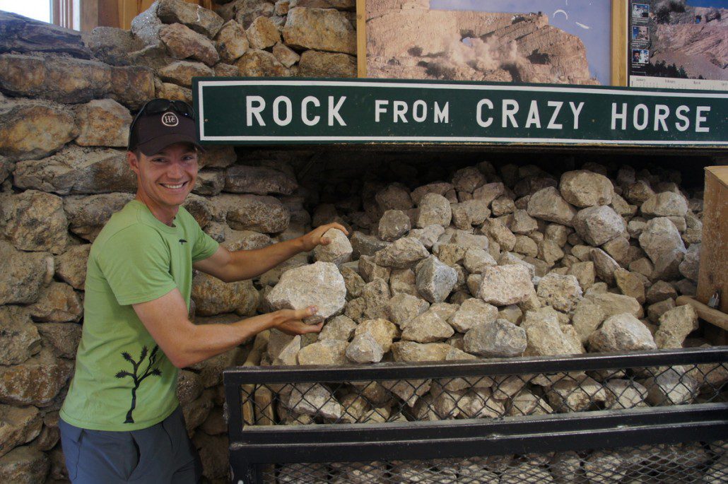NOT on the trail... A side trip to the Crazy Horse monument, where they let you keep rocks from the project. I took six to weigh down my bike. Training weight!