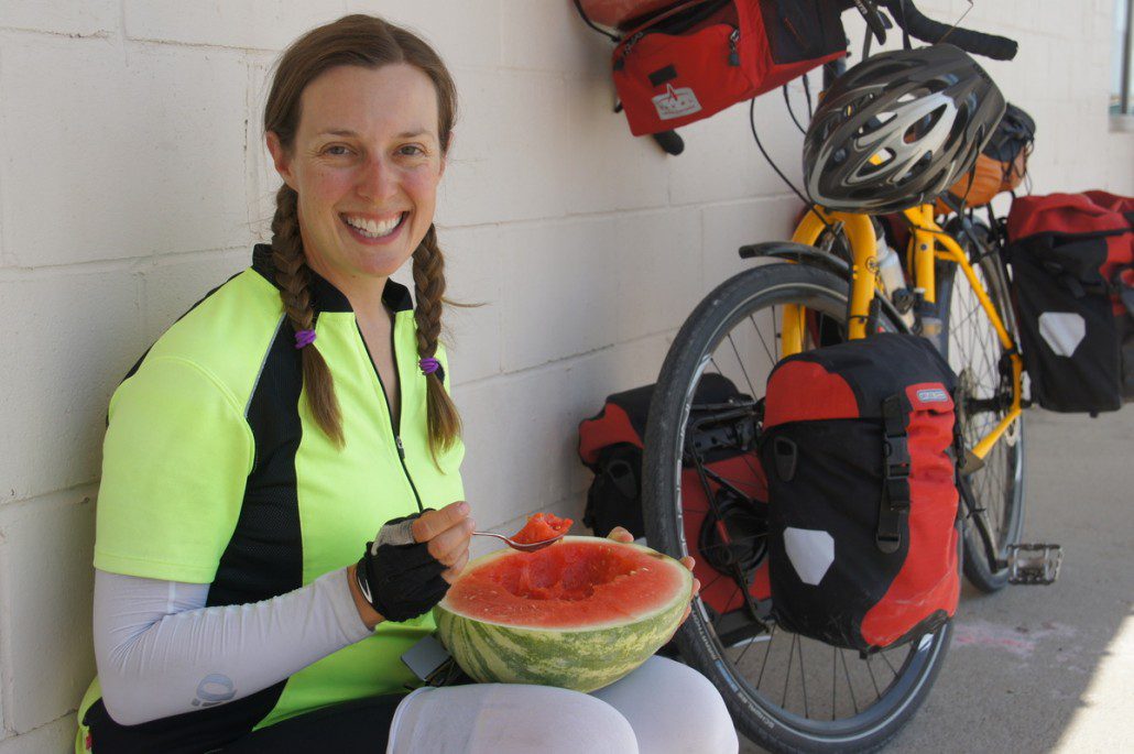 Our favorite rest break: eating cold watermelon in the shade.