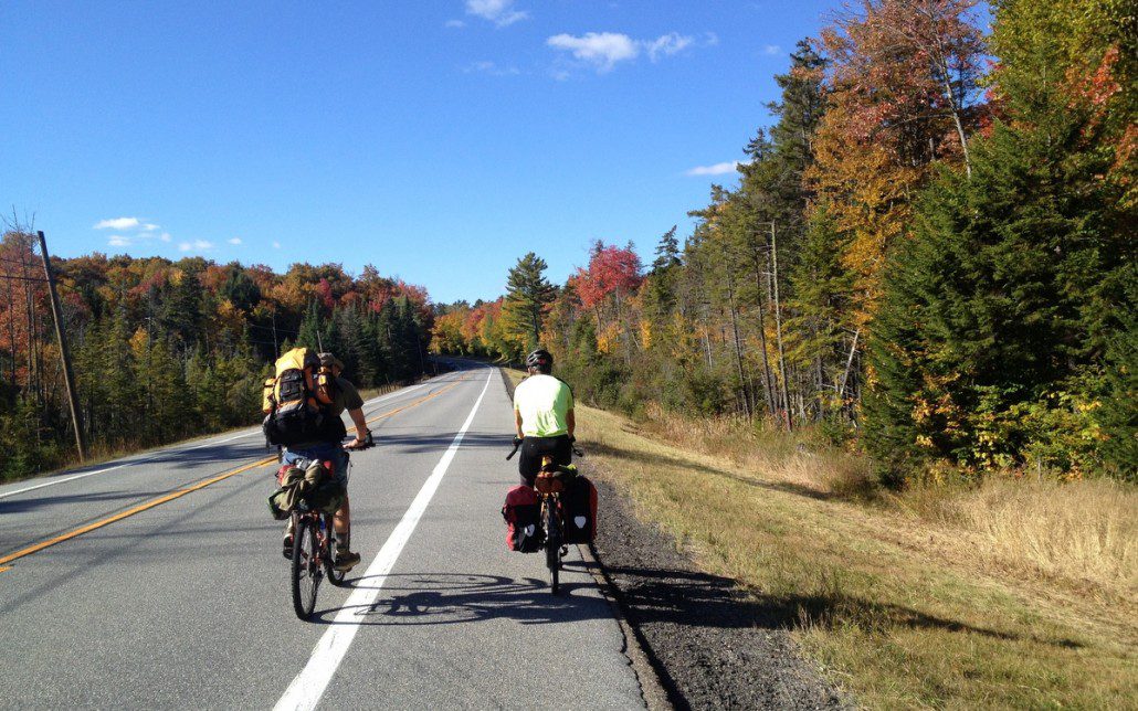 Chatting with Steve as we climb through fall colors near Blue Mountain Lake.