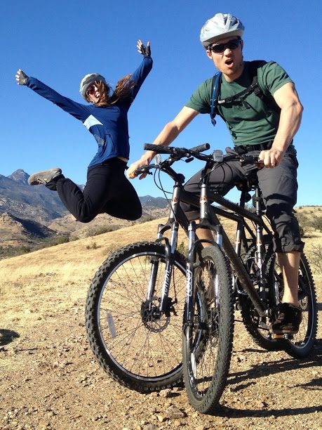 One of my favorite shots (from a couple years ago). Me on two mountain bikes at once, some exuberance from Chelsea, and wide open space in southern Arizona. If 2015 is this much fun, sign me up.