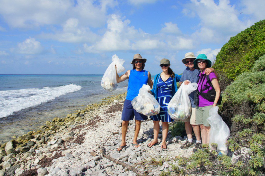 Me, Chelsea, and her parents scouring the beach for trash. Not pictured is the fantastic Leilah from Toronto, who also helped out.