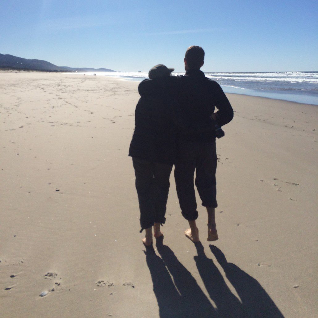 When NARG isn't around, C and I get along. :) Here we're enjoying a walk on the Oregon beach. Always sunny in the NW!
