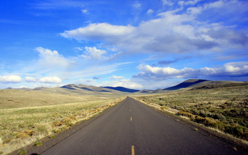 On the open road in the Steens Mountains.