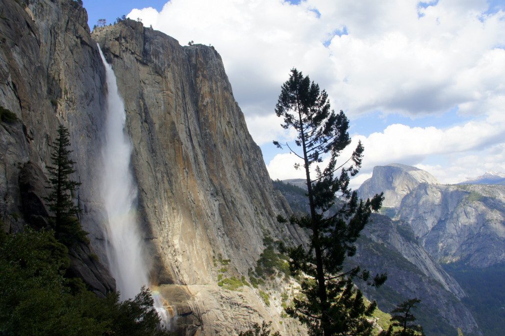 Yosemite Falls looking good with a view across the valley at Half Dome.
