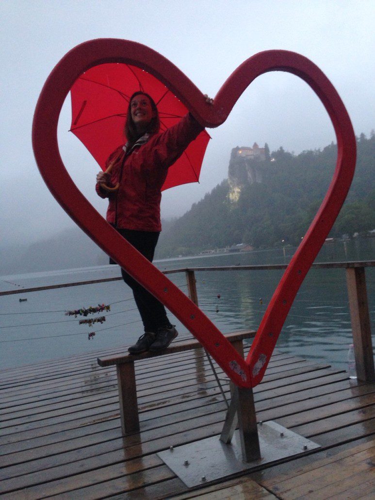Even in the rain, Lake Bled is uber-romantic. Where else does a heart frame a castle, after all?