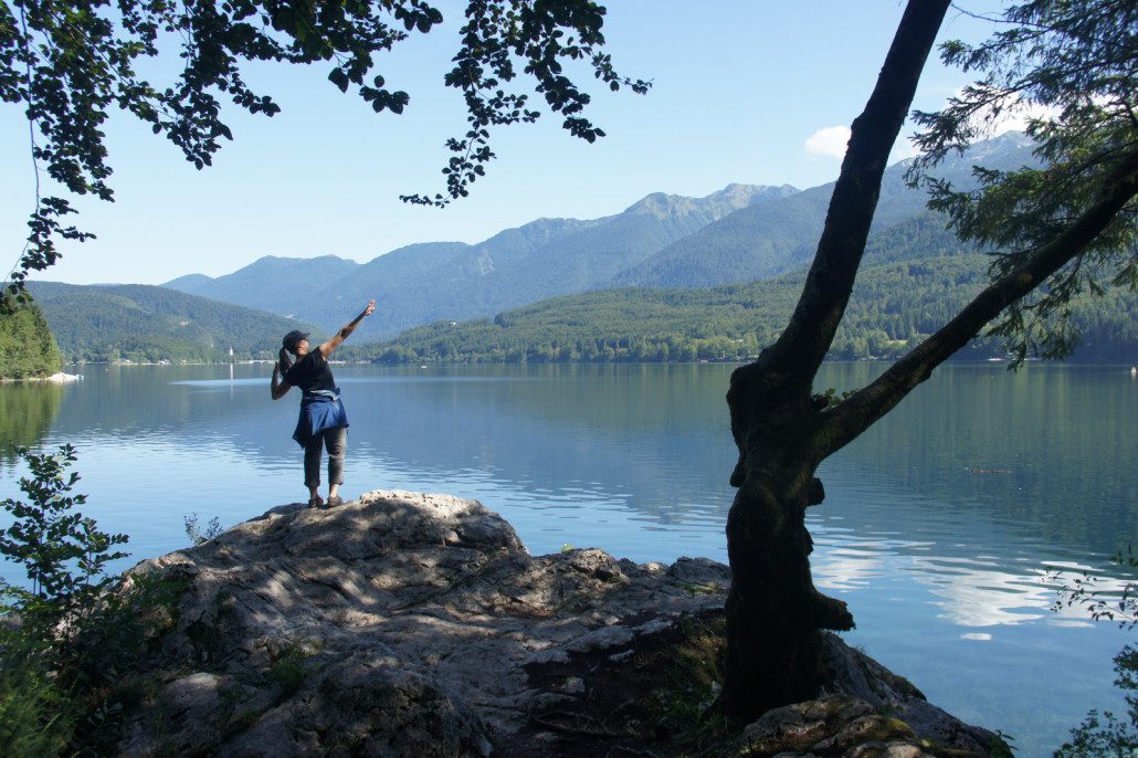 Hiking (followed by swimming) on a rest day at Lake Bohinj, Slovenia.
