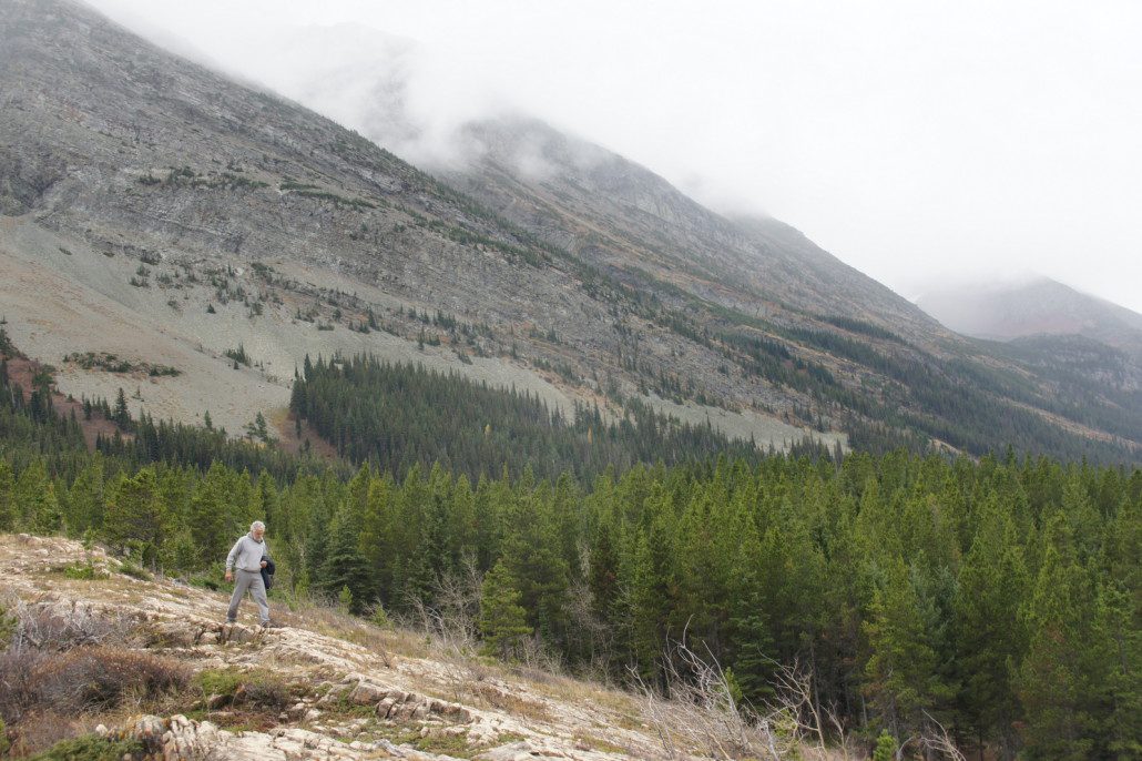 Hiking on the Continental Divide on the east side of Glacier National Park.