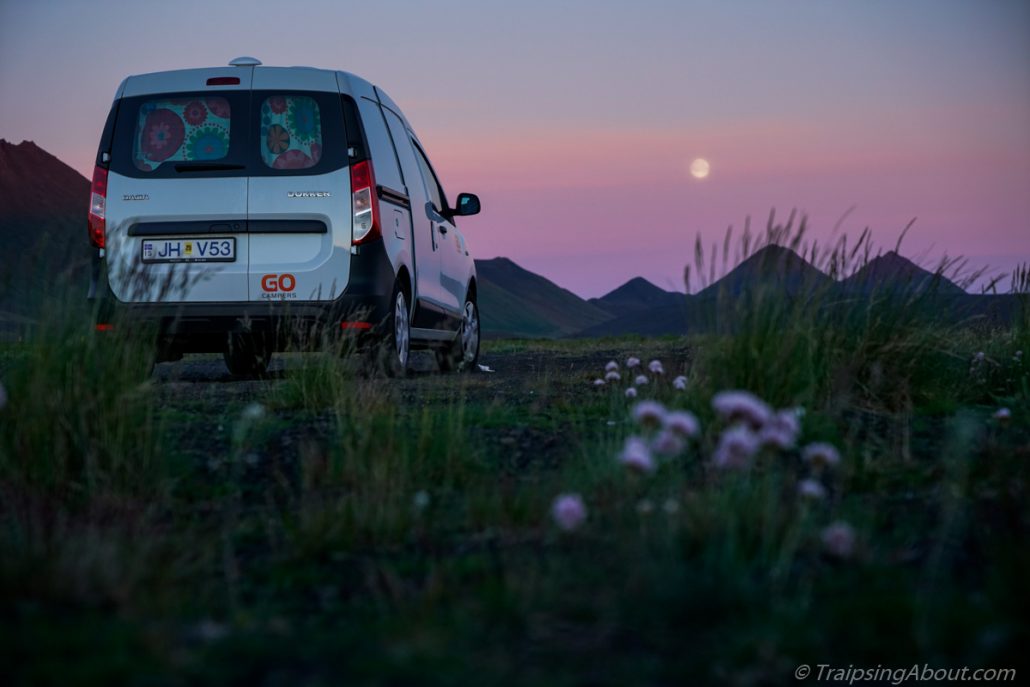 Camper van Iceland night shot