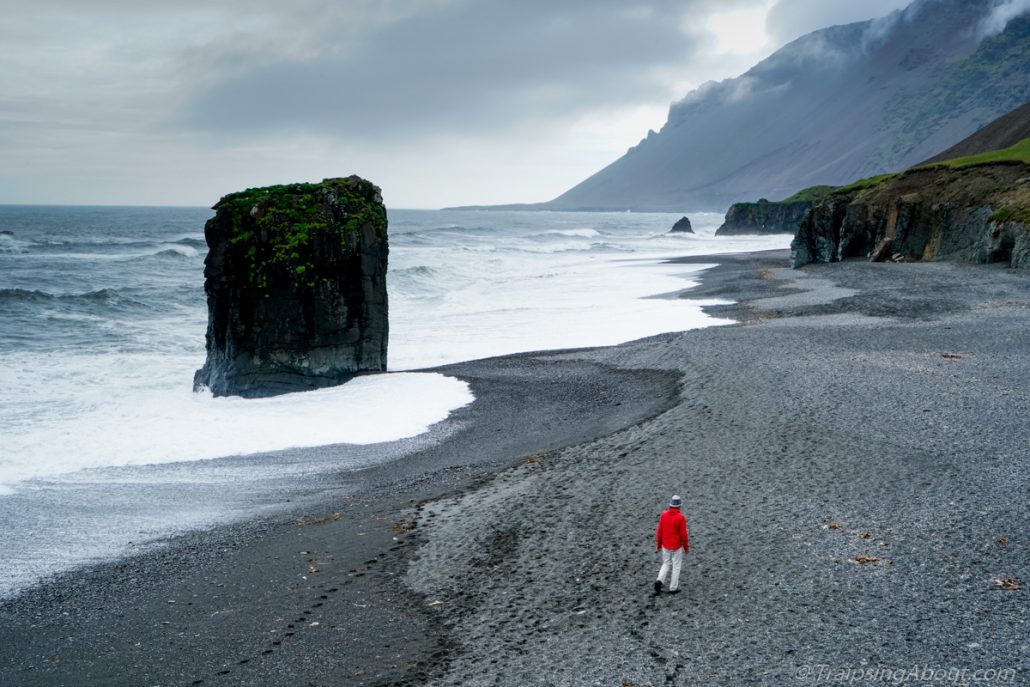 A perfect black sand beach in southern Iceland.